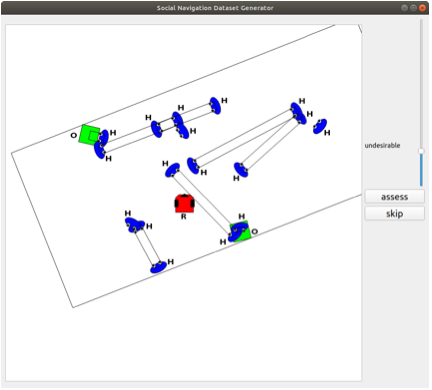 GUI of the SocNav1 dataset tool to gather data on social navigation